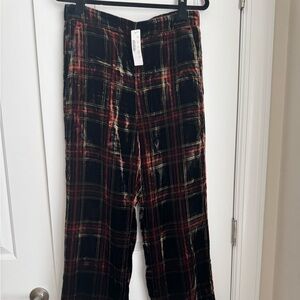 J Crew Tartan Plaid Velvet Wide Leg Pants